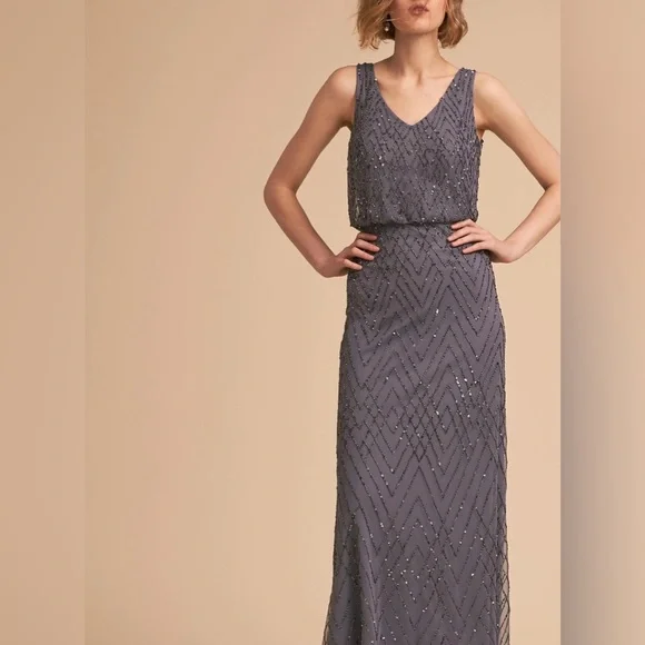 BHLDN Dresses Bhldn Anthropologie Blaise Sequin Beaded Formal Dress In Hydrangea Size Poshmark